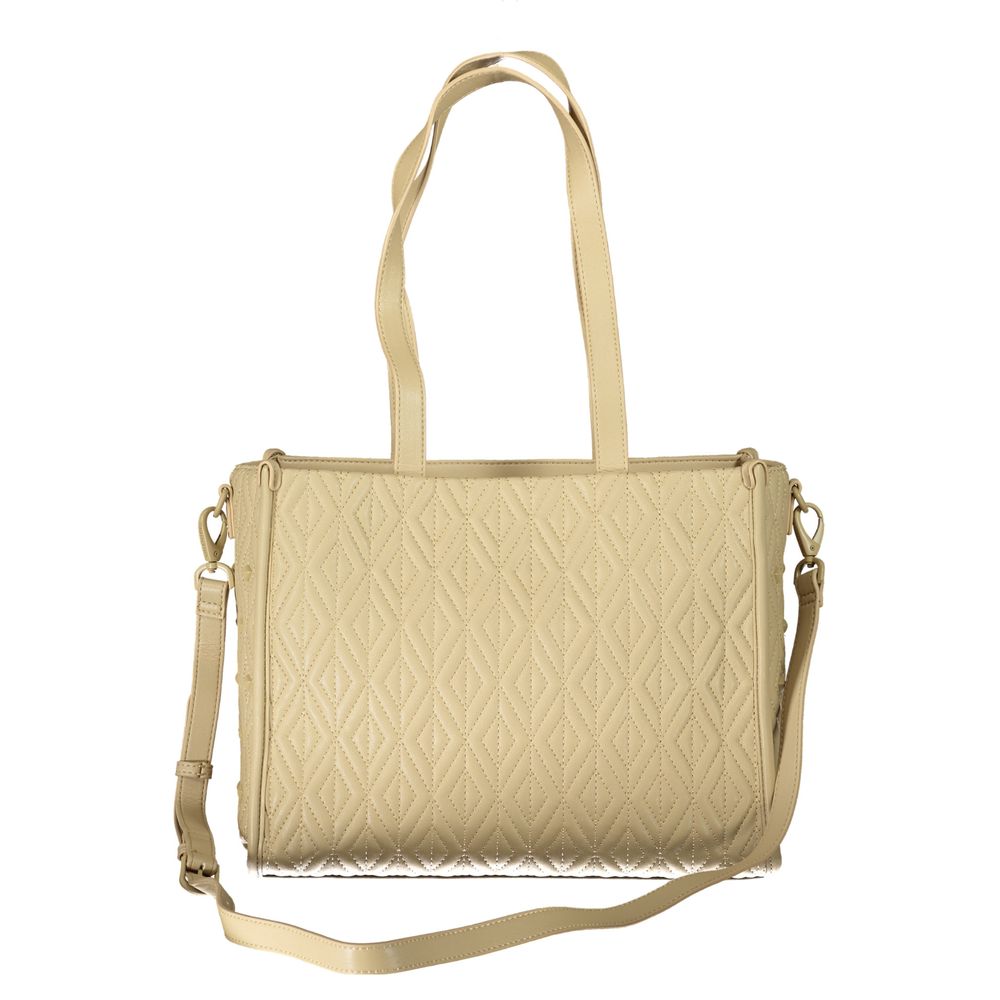 Beige Polyurethane Women Handbag