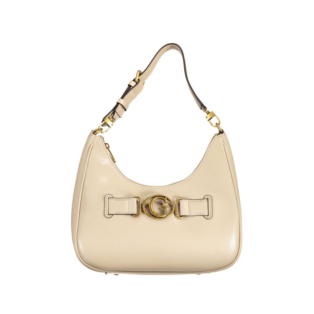 Beige Polyurethane Women's Shoulder Bag