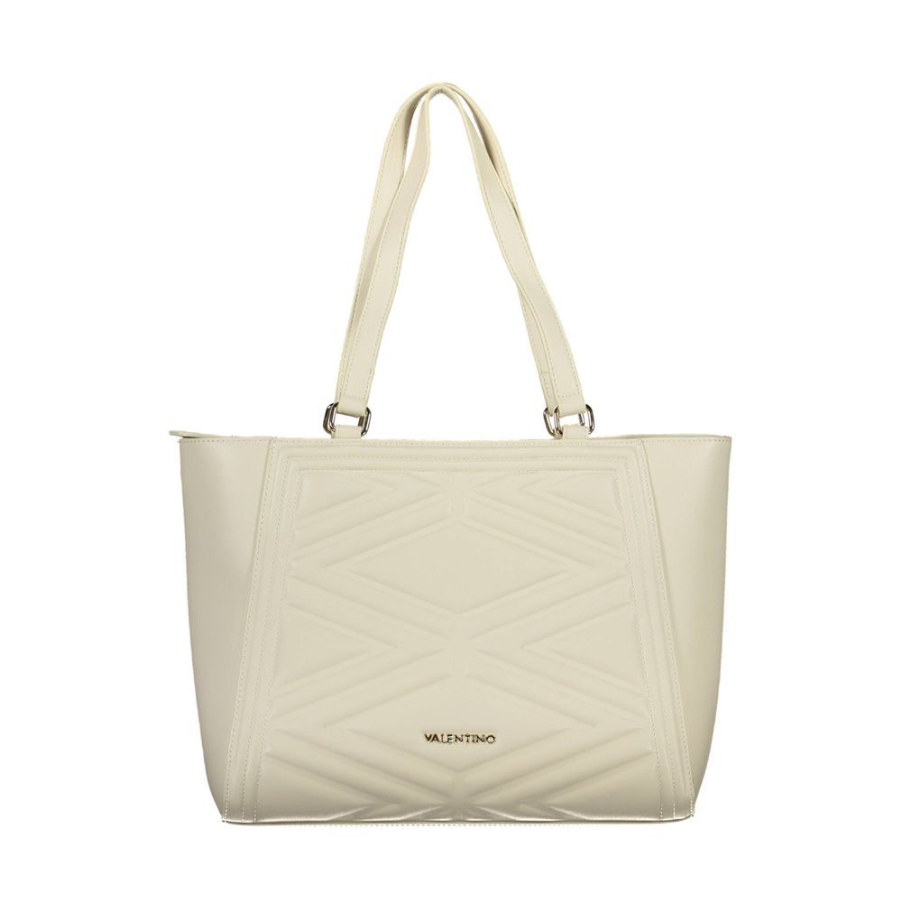 Beige Polyurethane Women Handbag