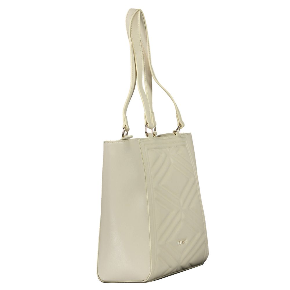 Beige Polyurethane Women Handbag