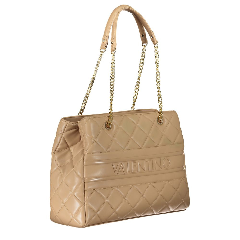 Beige Polyurethane Women Handbag
