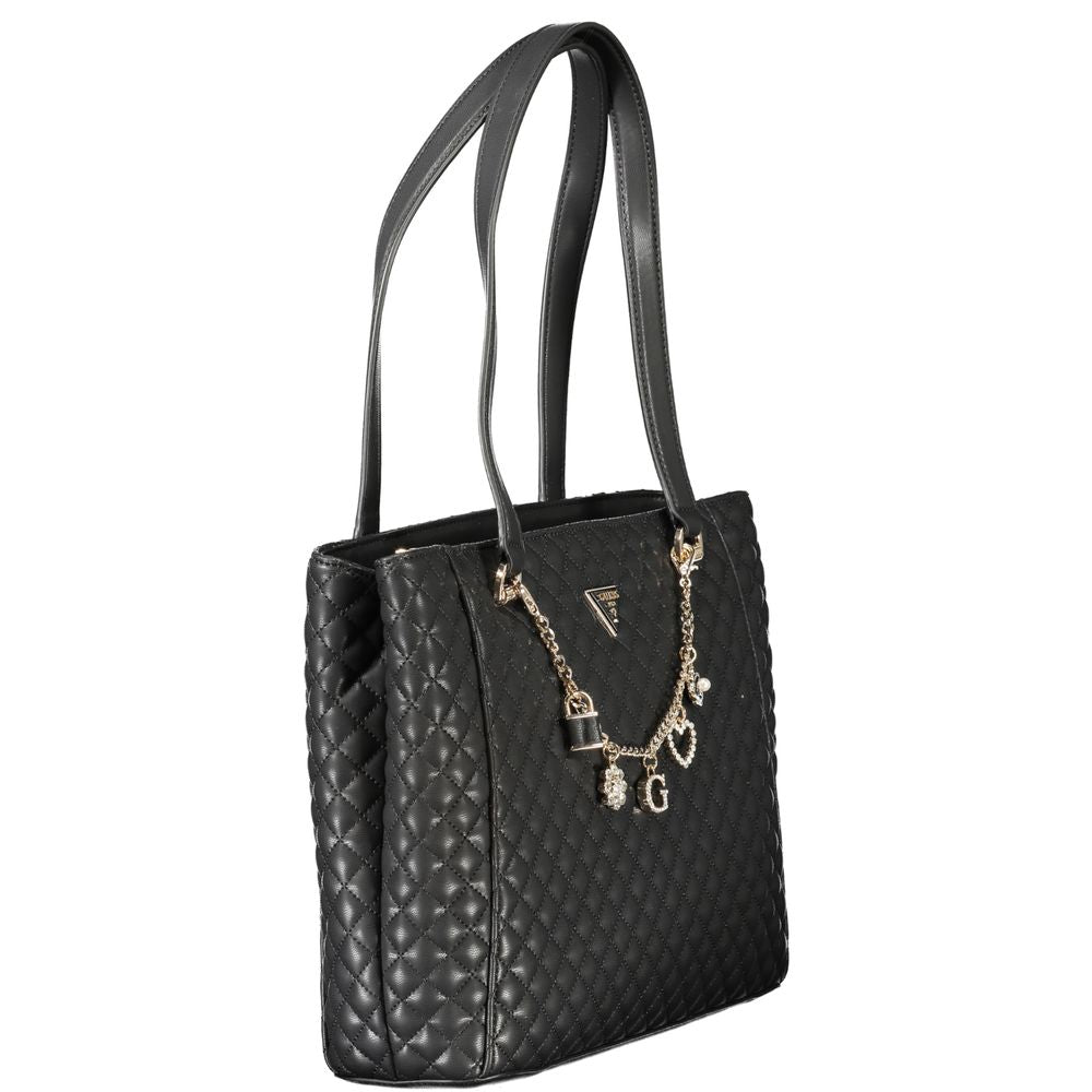 Black Polyurethane Women Handbag