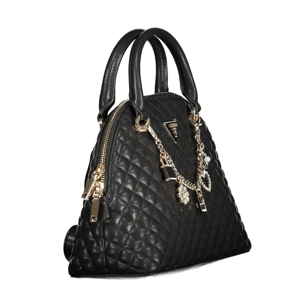 Black Polyurethane Women Handbag