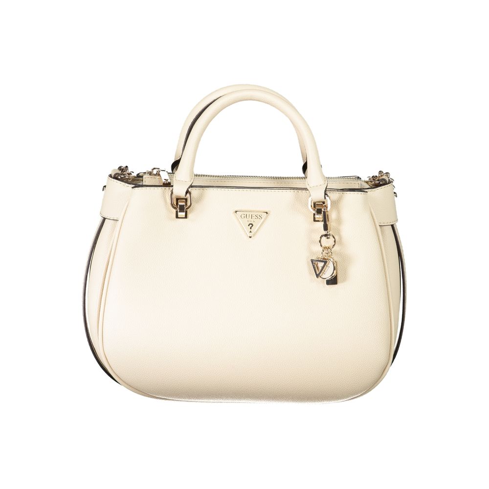 Beige Polyurethane Women Handbag