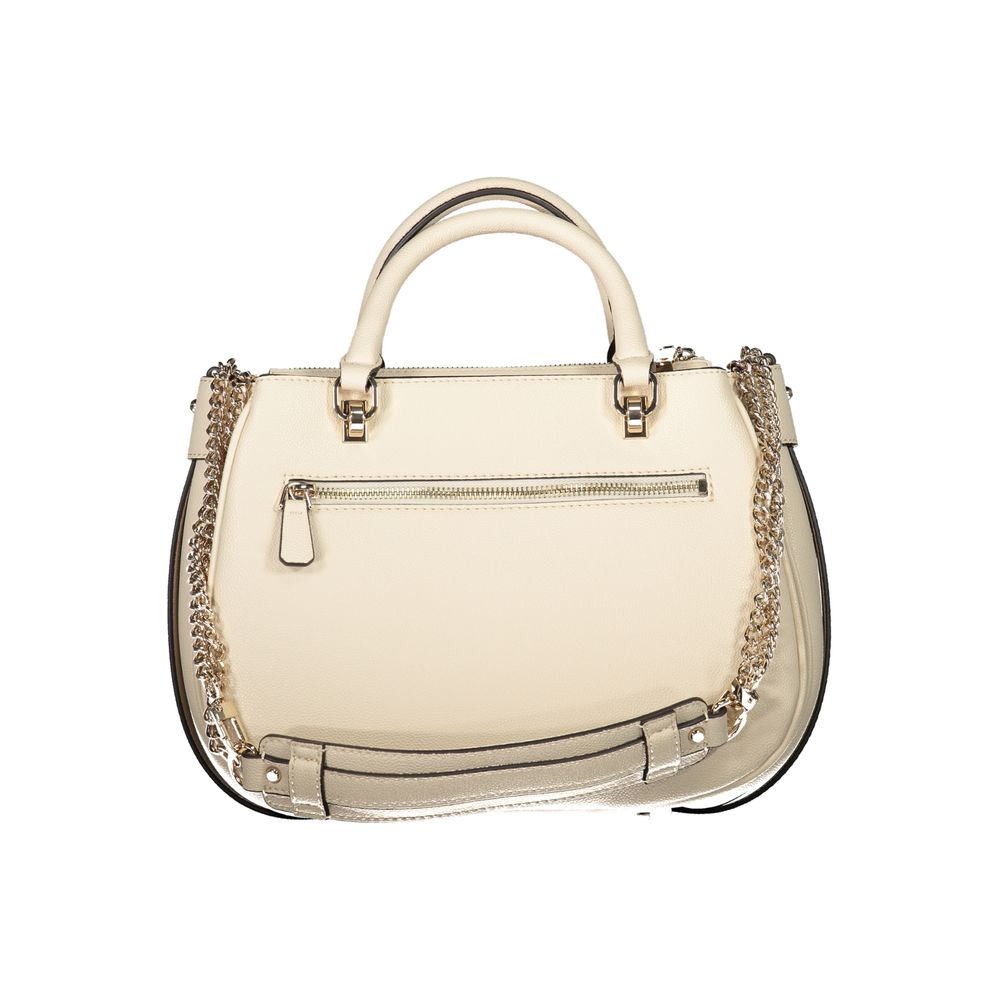 Beige Polyurethane Women Handbag