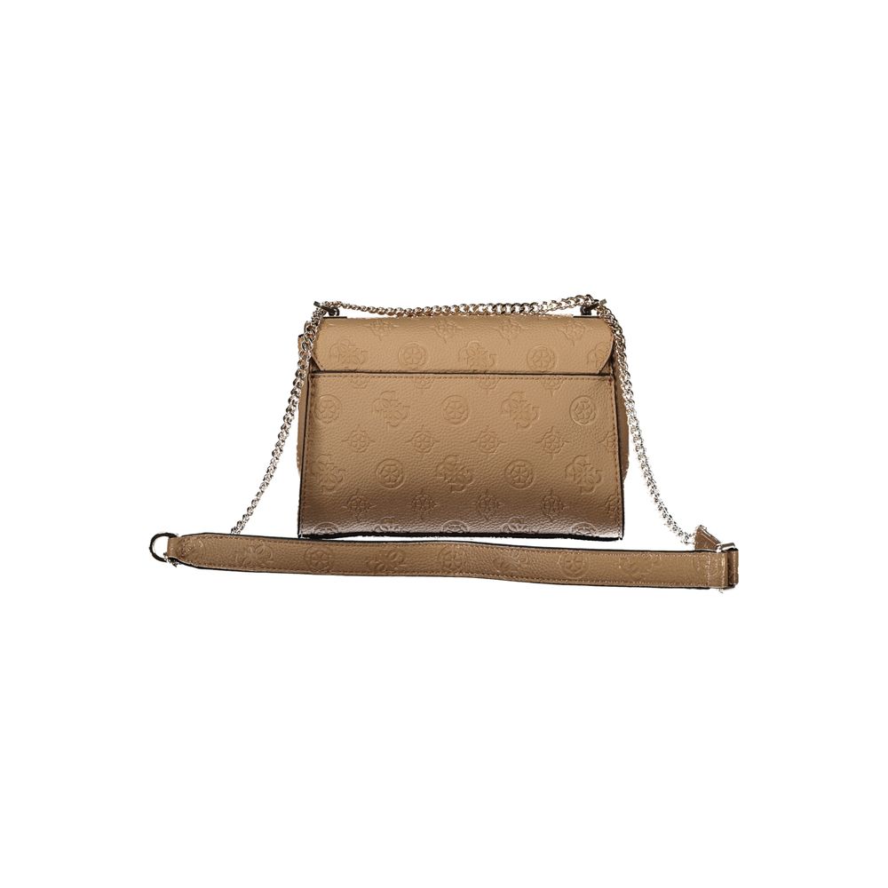 Beige Polyurethane Women Handbag