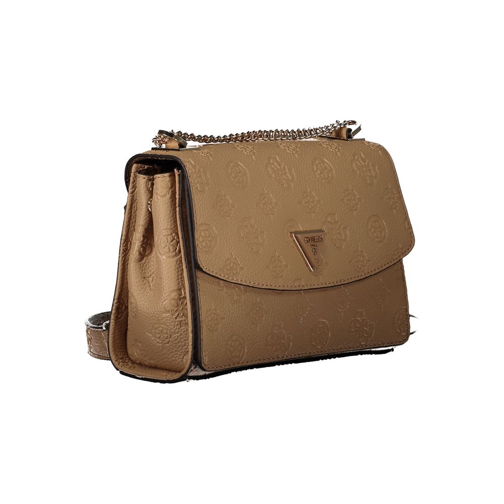 Beige Polyurethane Women Handbag