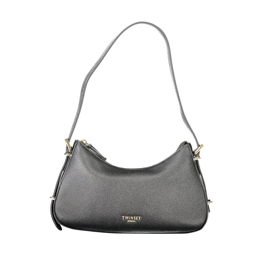 Black Polyurethane Women Shoulder Bag