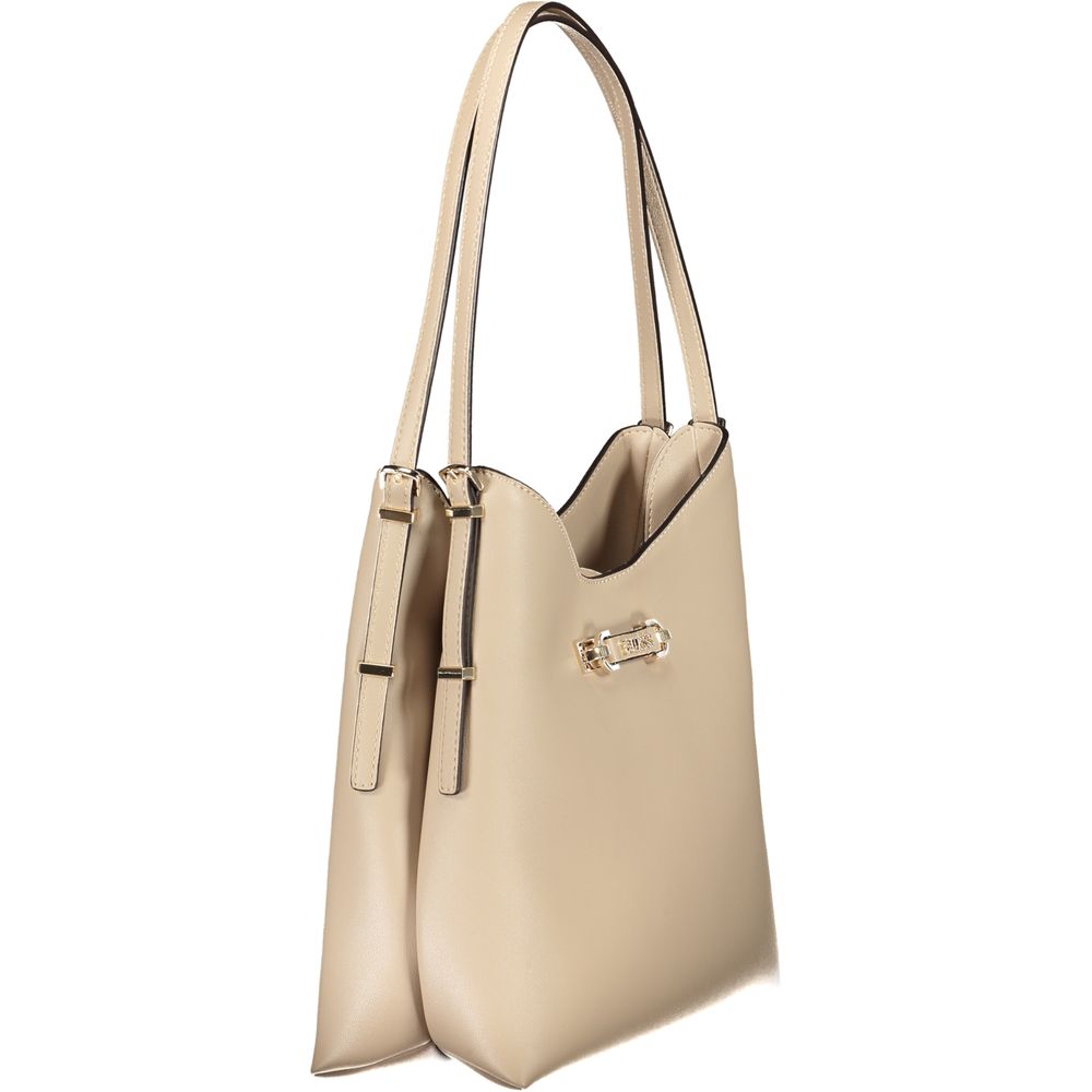 Beige Polyethylene Women Handbag