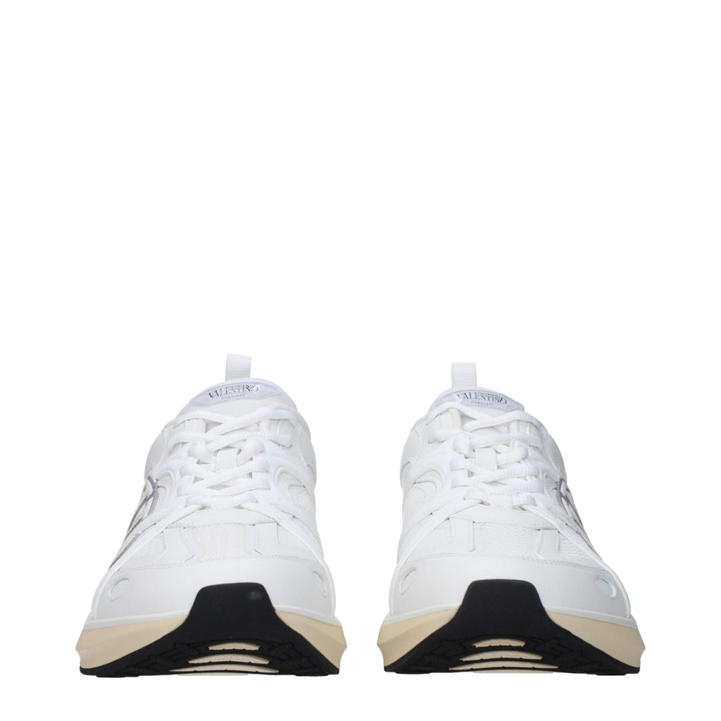 White Fabric Athletic Sneakers