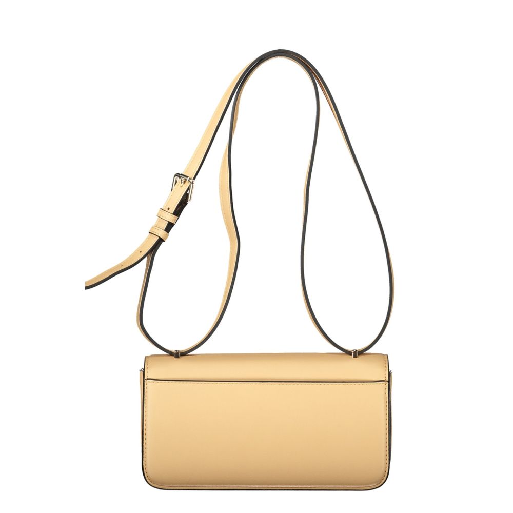 Beige Polyurethane Women Handbag