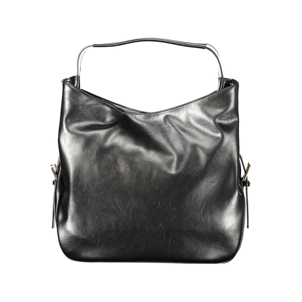 Black Polyurethane Women Hobo Bag
