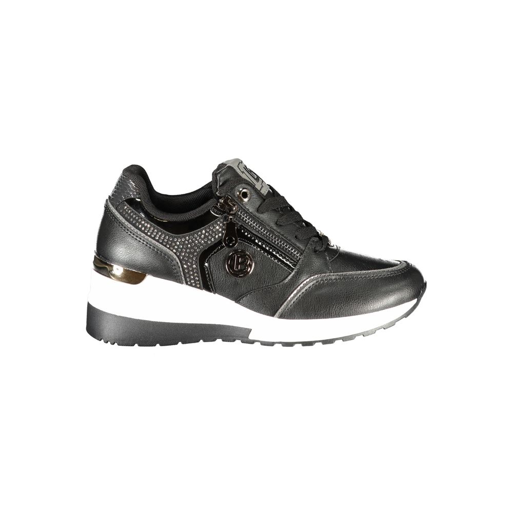 Black Polyurethane Women Sneaker