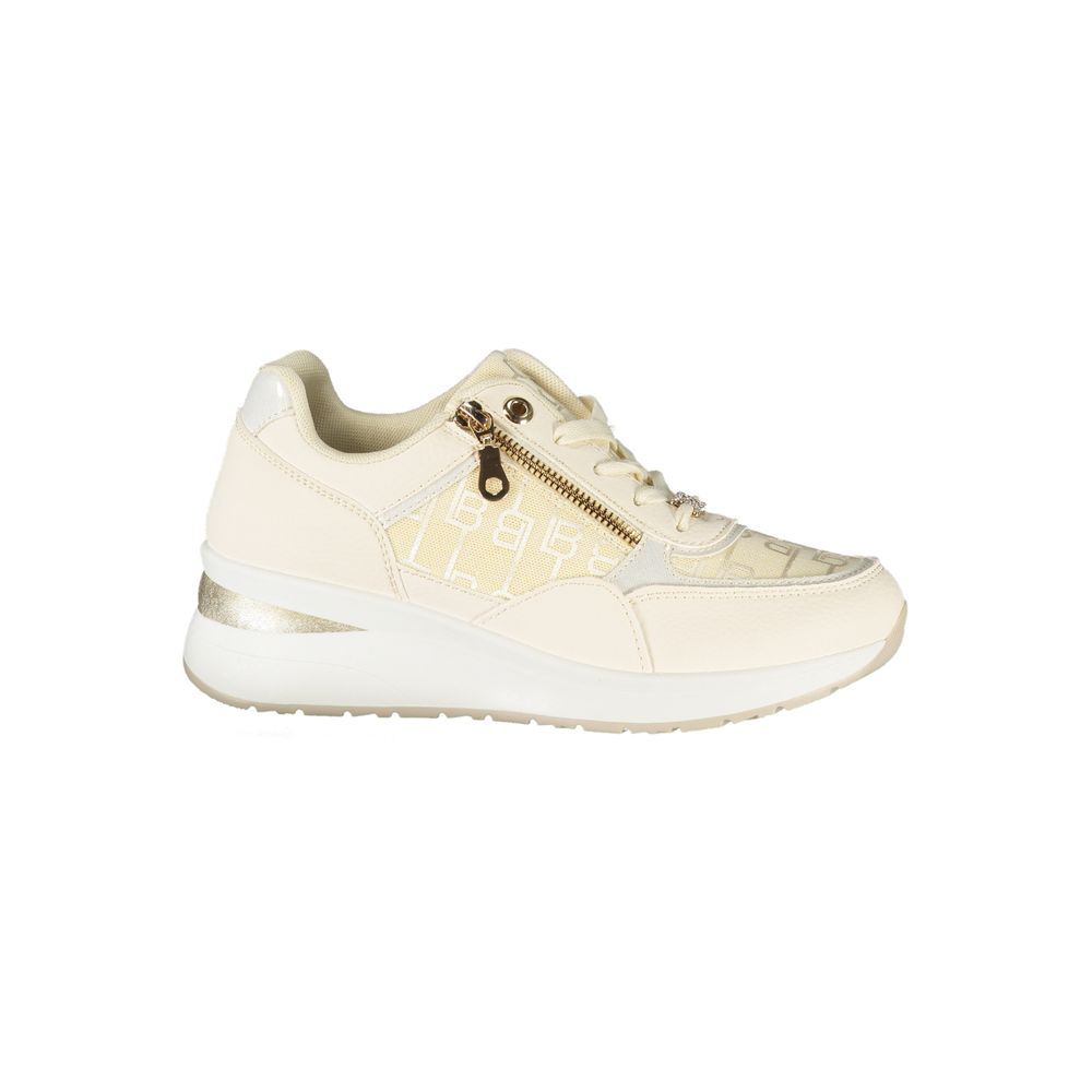 White Polyurethane Women Sneaker