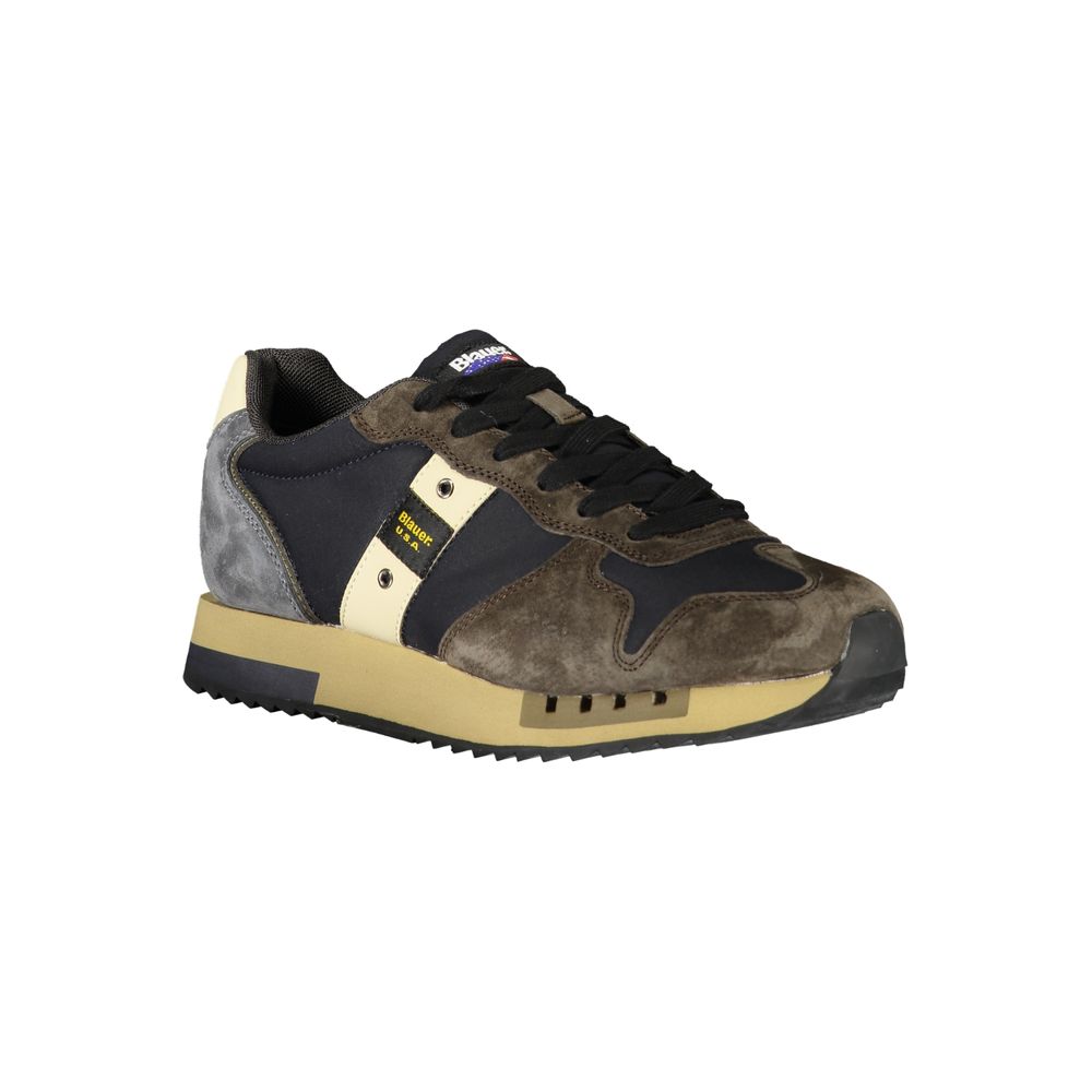 Blue Polyurethane Men Sneaker