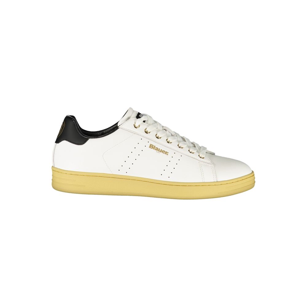 White Polyurethane Men Sneaker