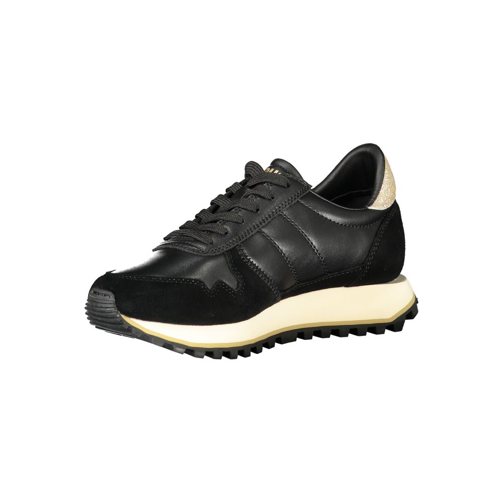 Black Leather Women Sneaker
