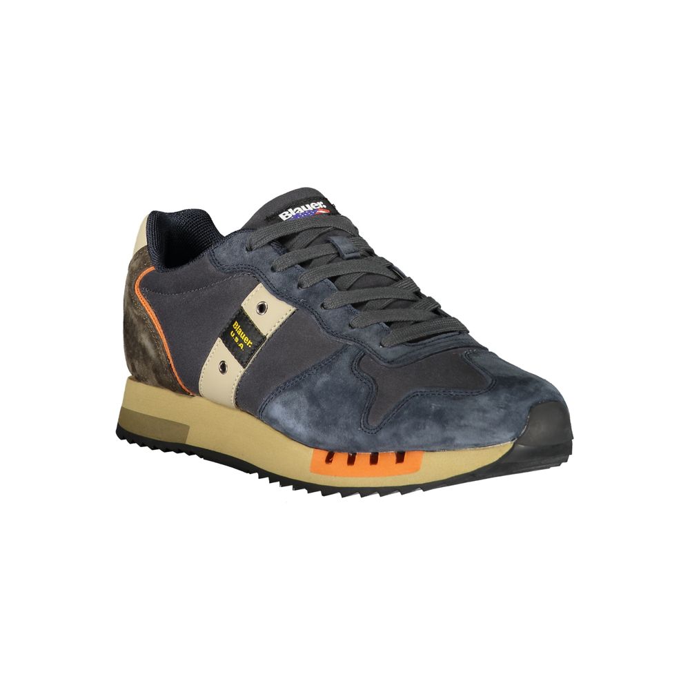 Blue Polyurethane Men Sneaker