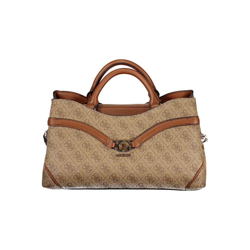 Beige Polyurethane Women Handbag
