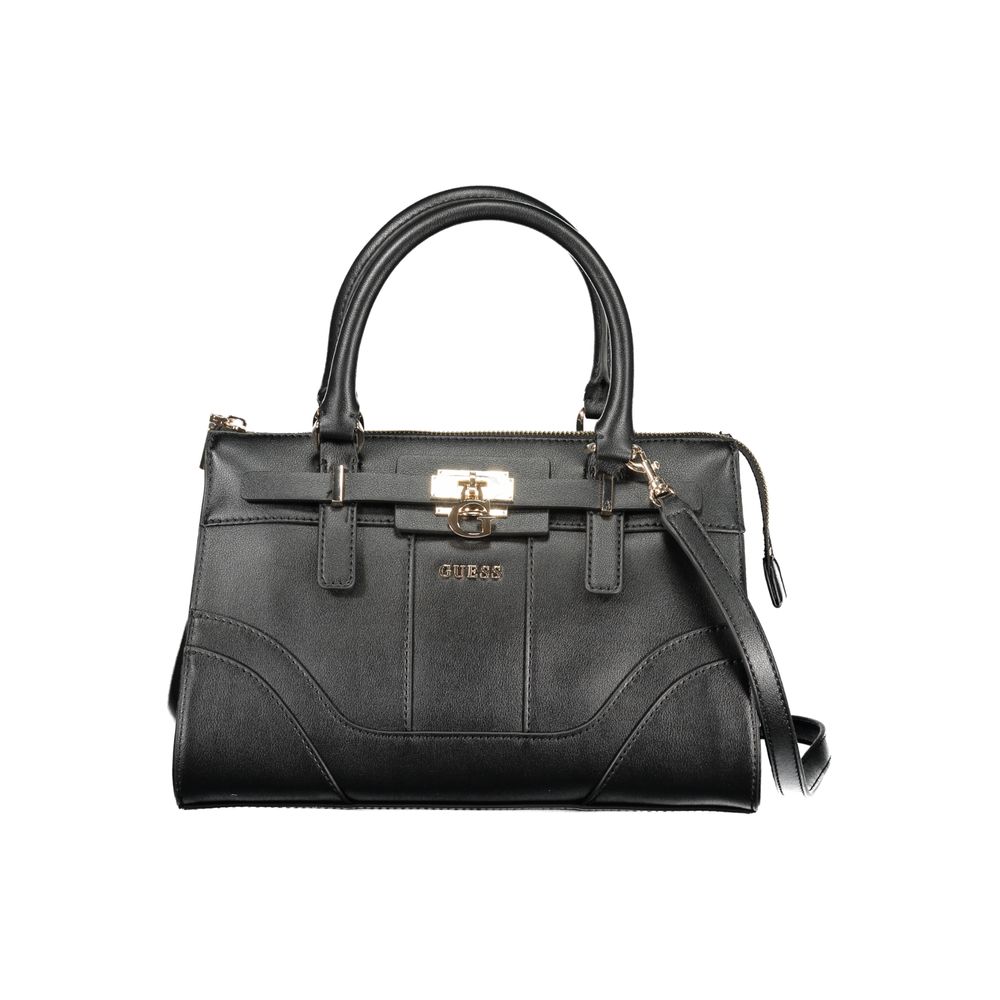 Black Polyurethane Women Handbag
