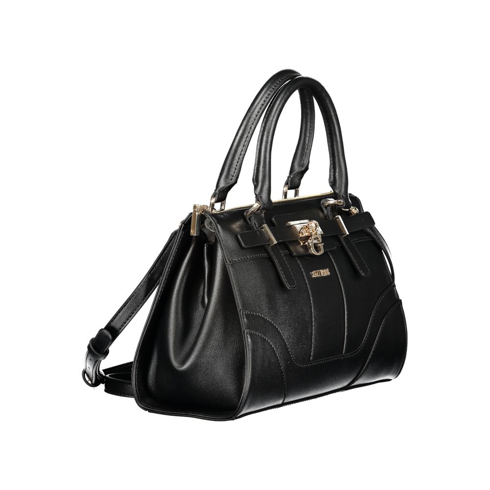 Black Polyurethane Women Handbag