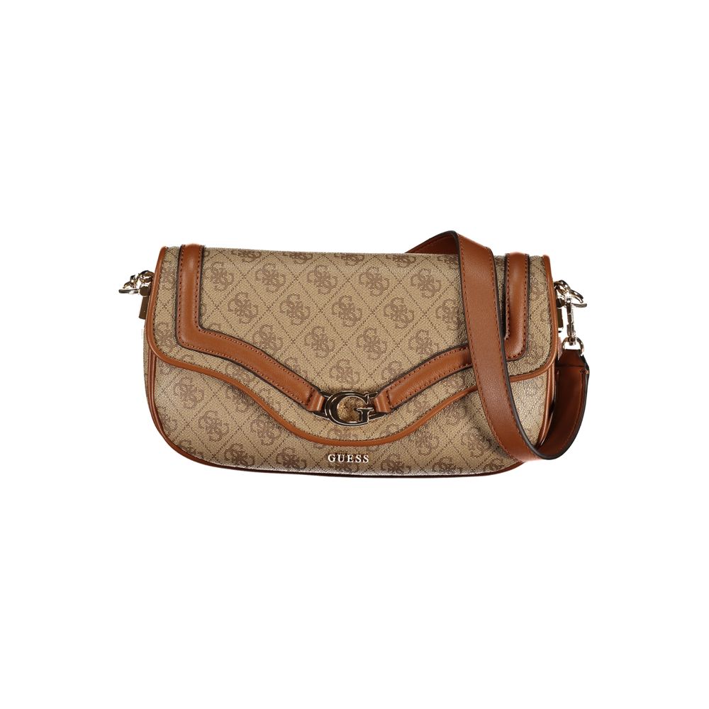Beige Polyurethane Women's Handbag