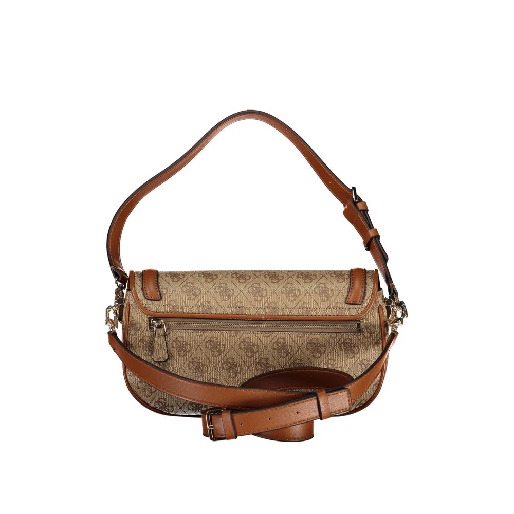 Beige Polyurethane Women's Handbag