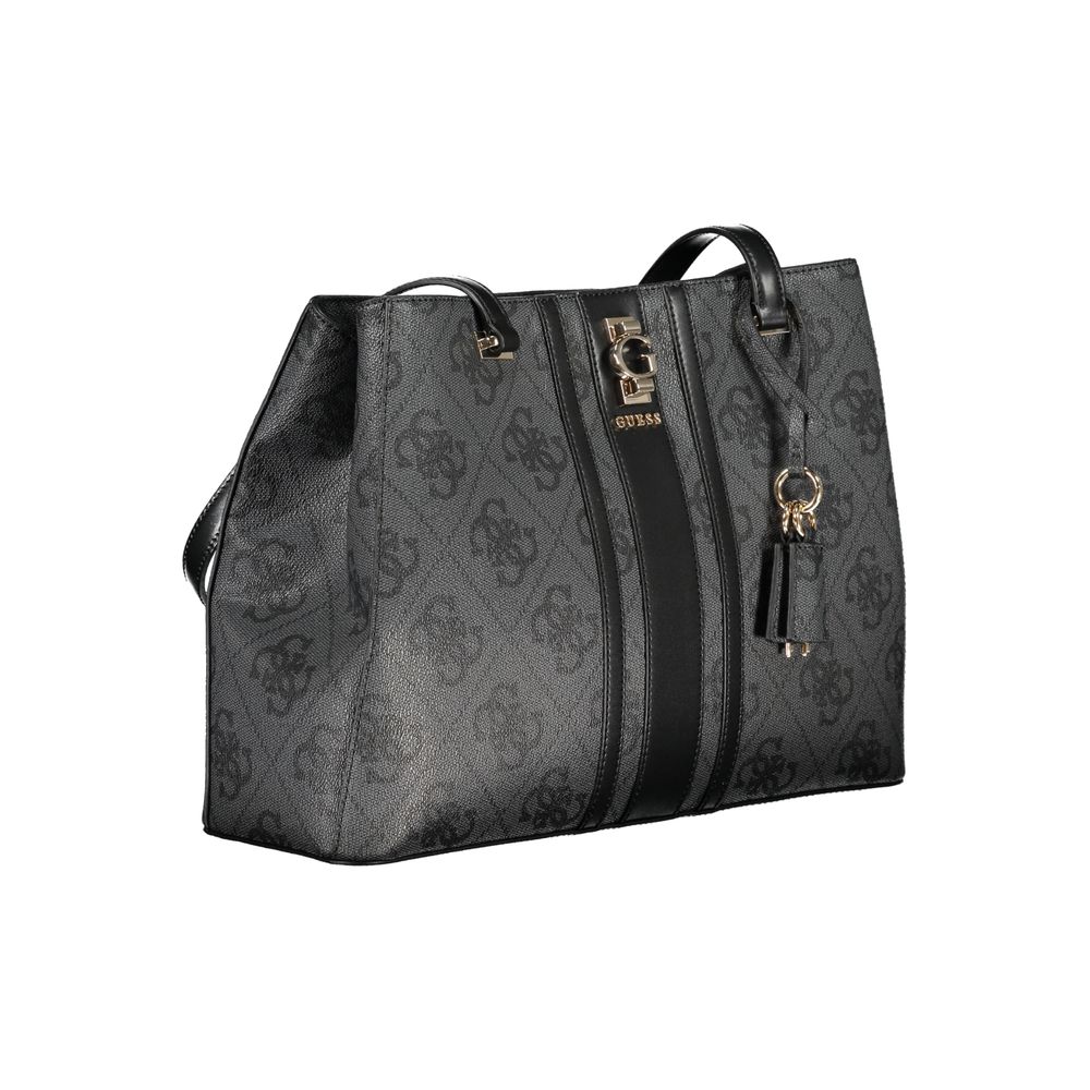 Black Polyurethane Women Handbag