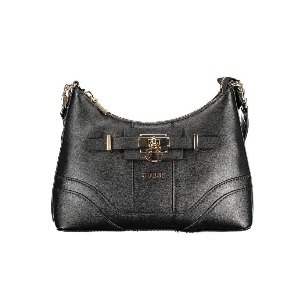 Black Polyurethane Women Handbag