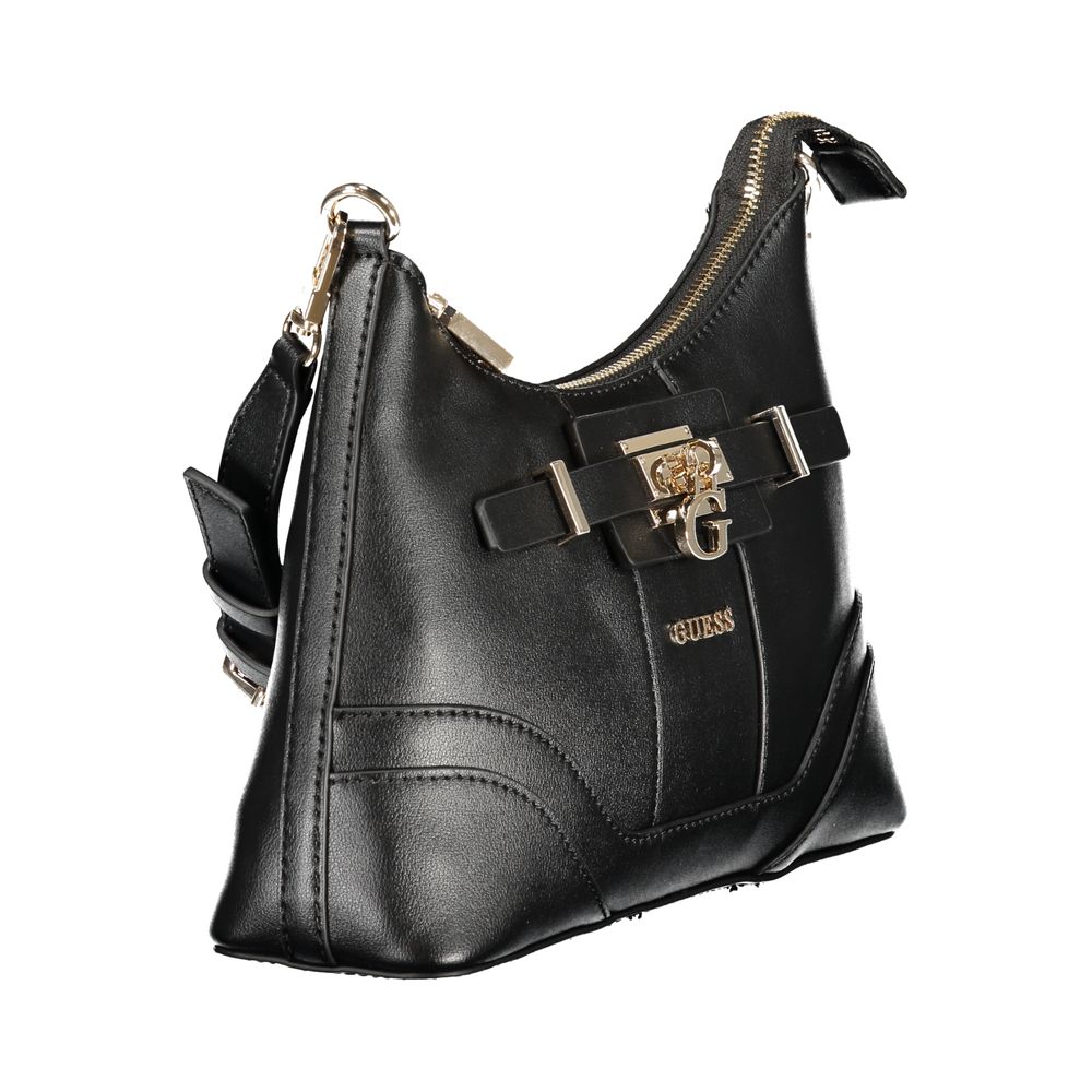 Black Polyurethane Women Handbag