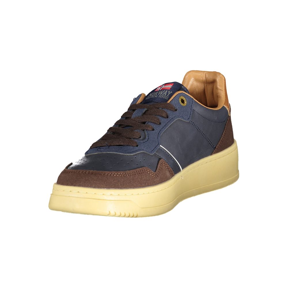 Blue Polyurethane Men Sneaker