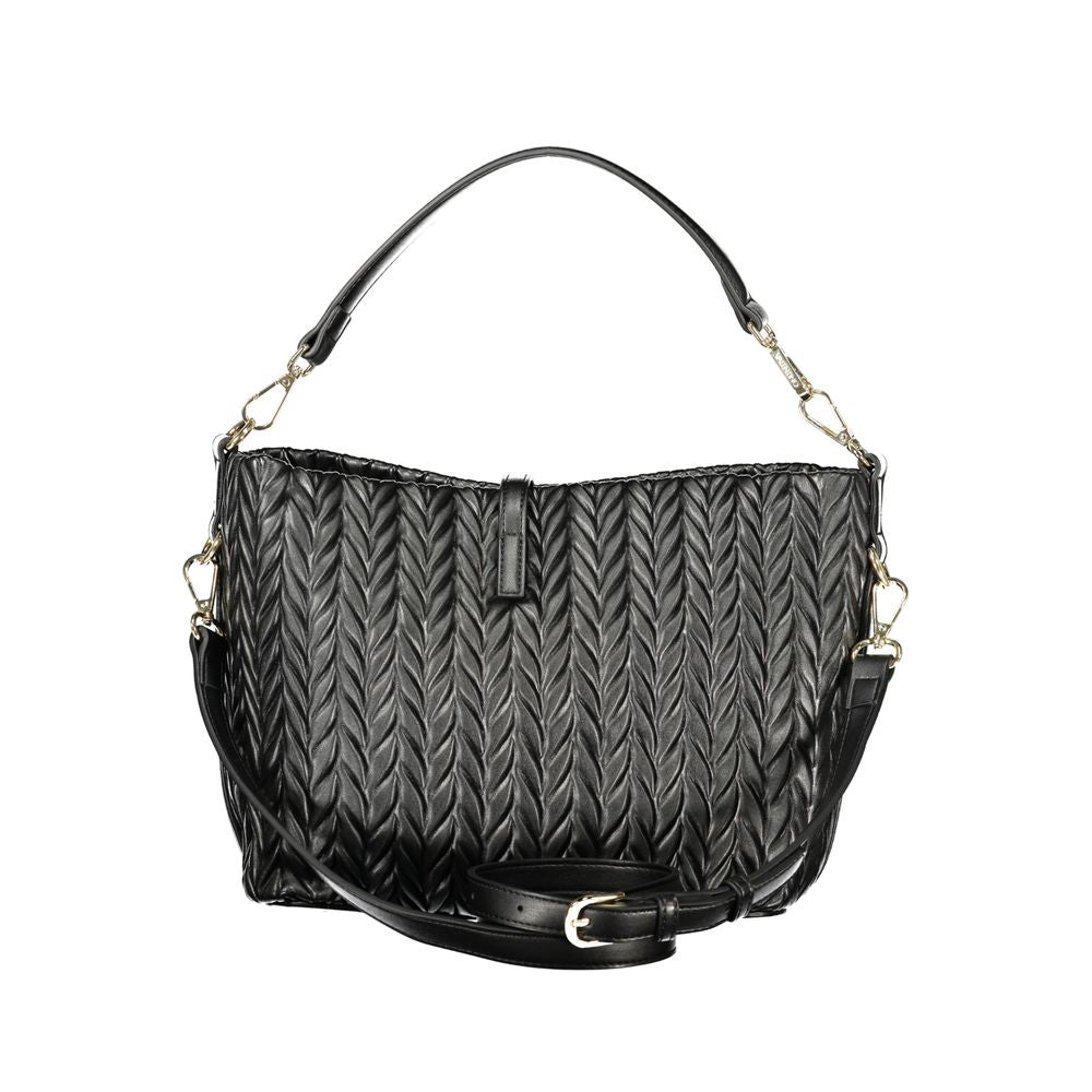 Black Polyurethane Women's Shoulder Bag