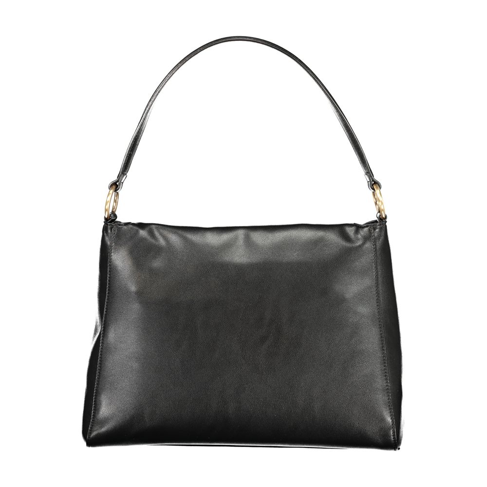 Black Polyurethane Women Shoulder Bag
