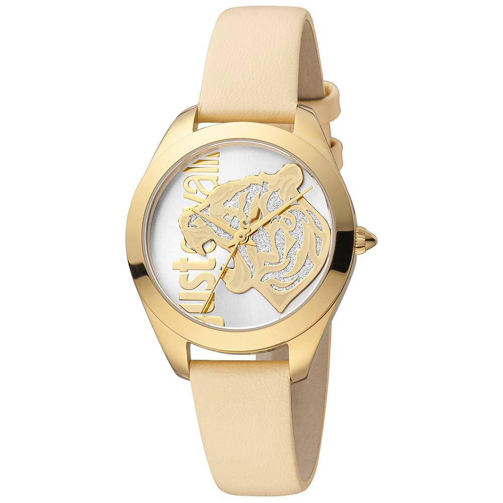 Beige Leather Dress Watch