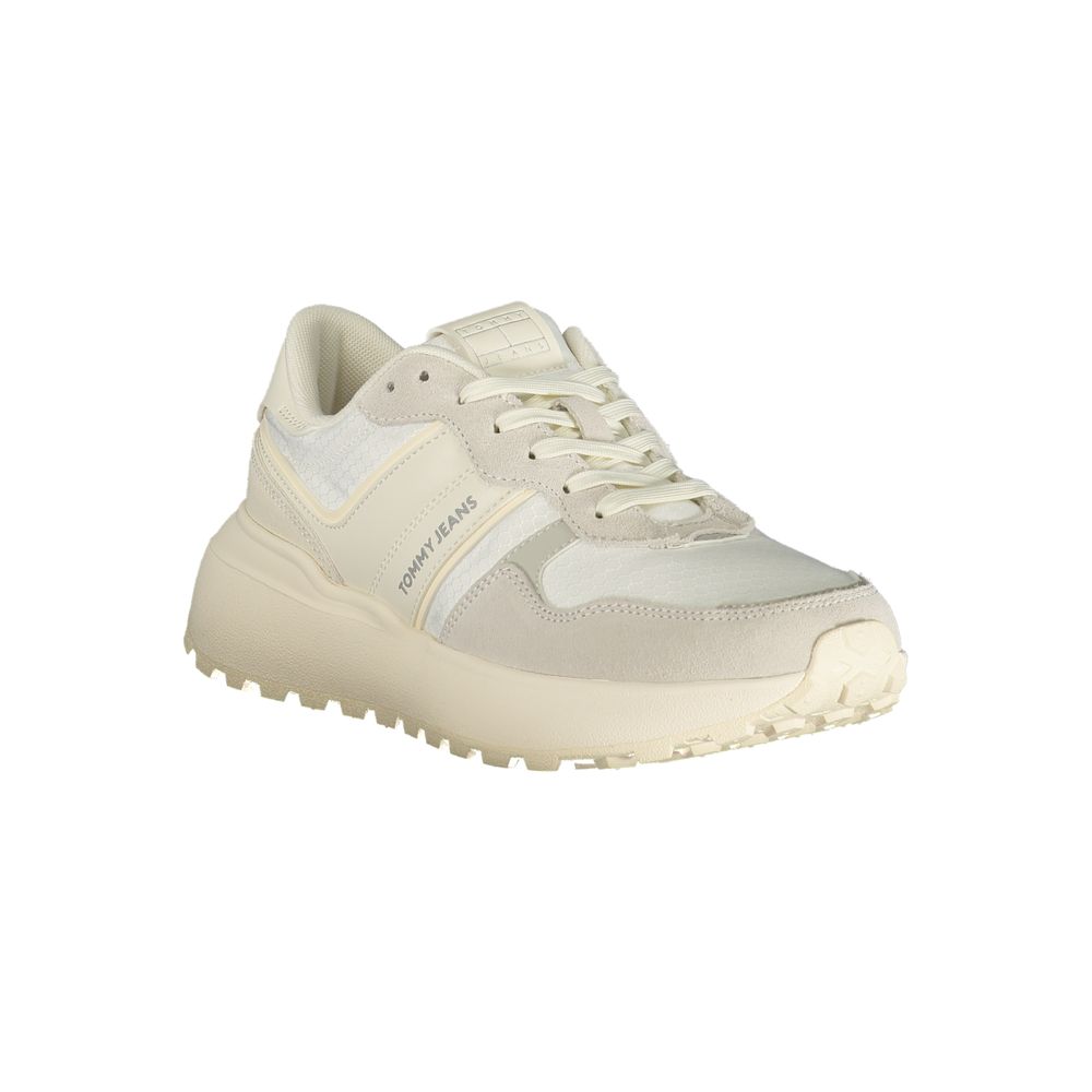 White Polyurethane Women Sneaker