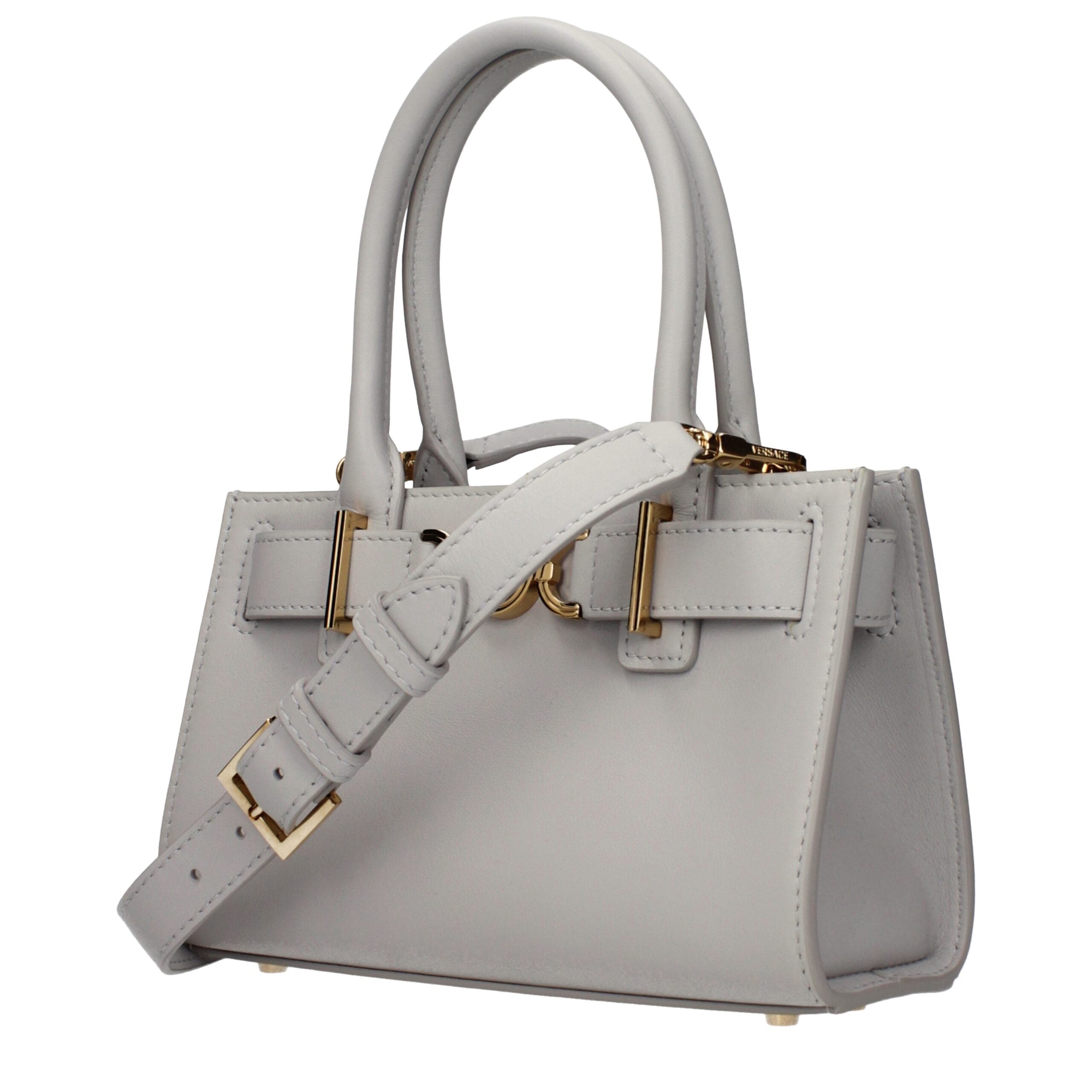 Gray Leather Handbag