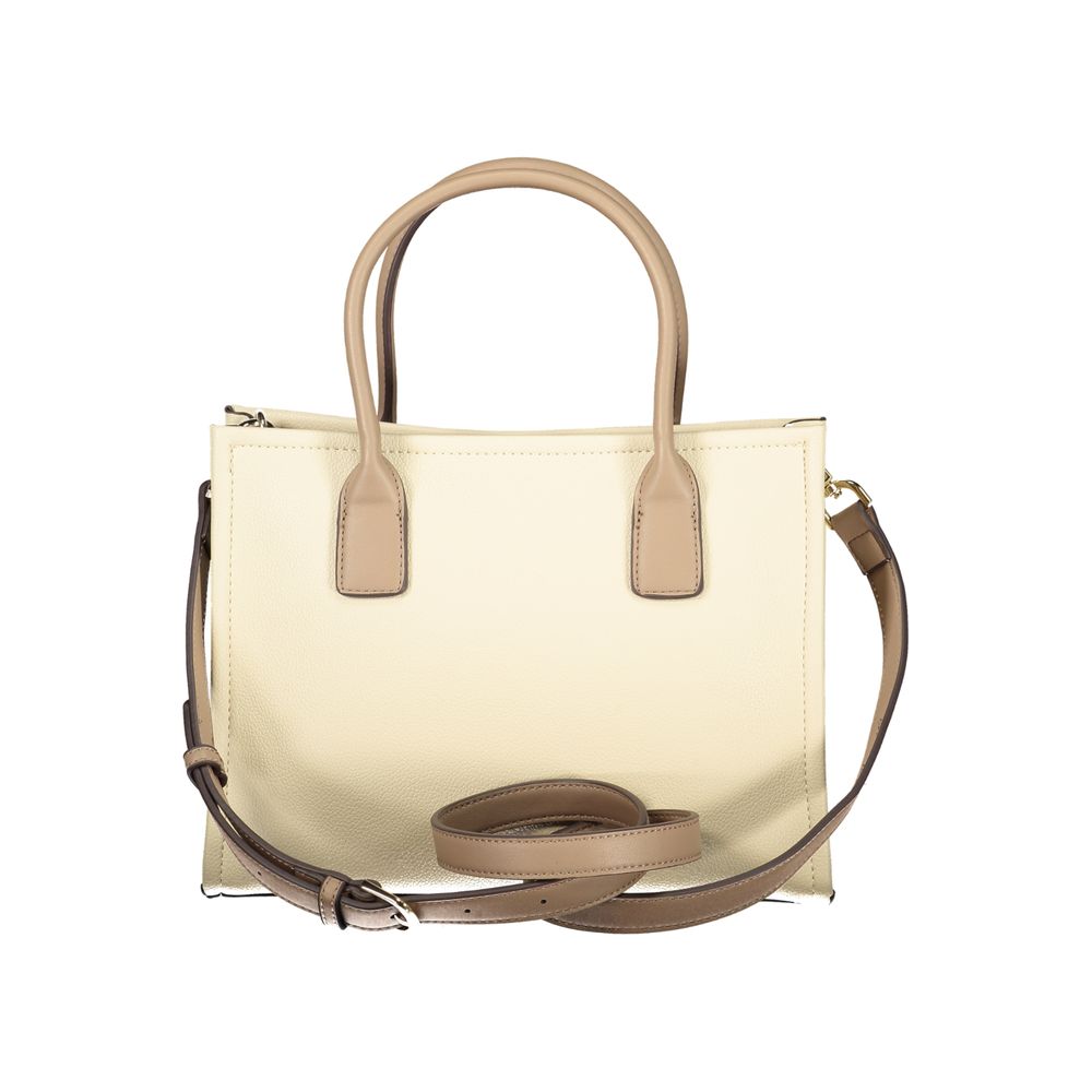 Beige Polyurethane Women Handbag