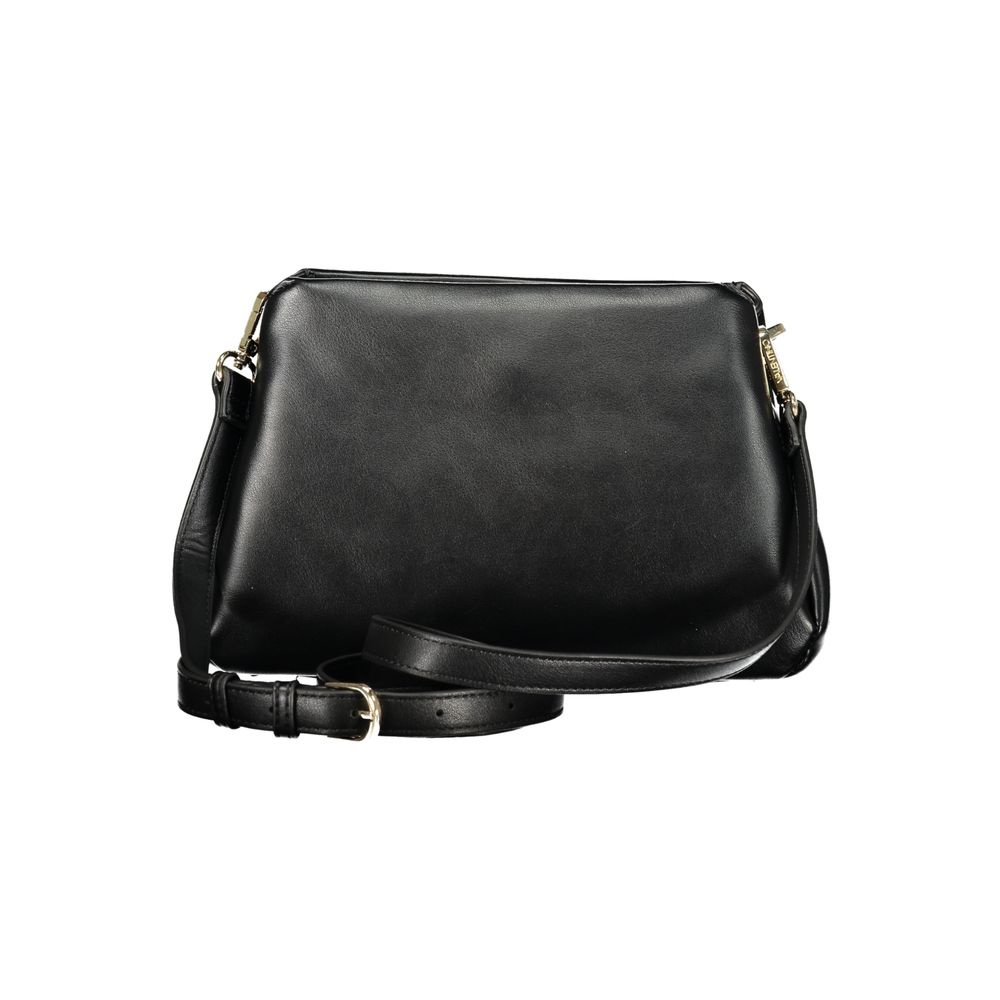Black Polyurethane Women Handbag